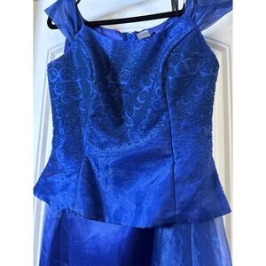 Coty USA Royal Blue Beaded Peplum Skirt Set,, Rare! M, Fairy, Vintage, sequined